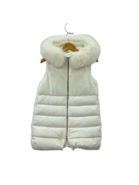 ダウンベスト sheller フォックス フード付