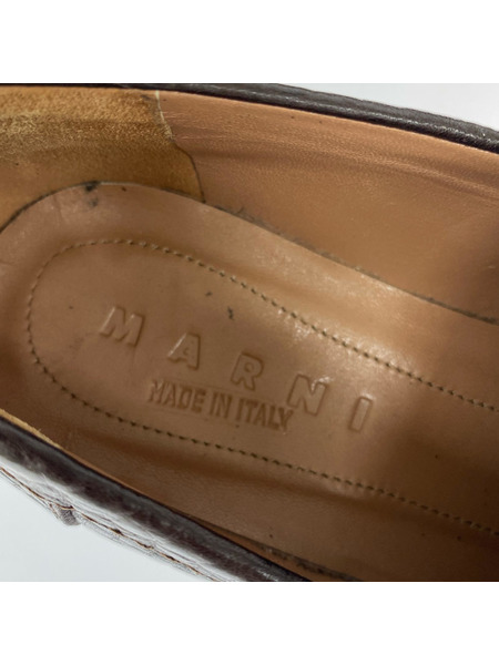 MARNI ローファー Leather Fringe Trim Accent Loafers (36)