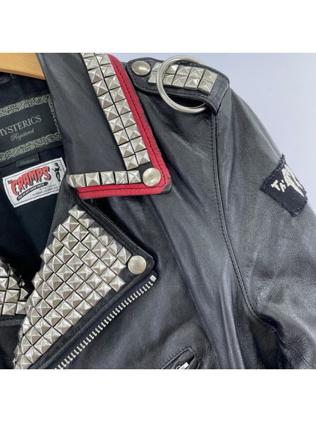 HYSTERIC GLAMOUR レザージャケット CR/STUDS&PATCH レザージャケット (M)
