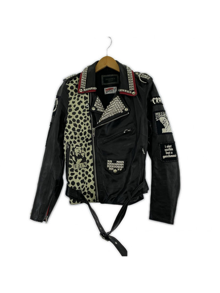HYSTERIC GLAMOUR レザージャケット CR/STUDS&PATCH レザージャケット (M)