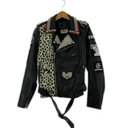 HYSTERIC GLAMOUR レザージャケット CR/STUDS&PATCH レザージャケット (M)
