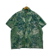 Nigel Cabourn 半袖シャツ 90s 総柄 緑 (3)