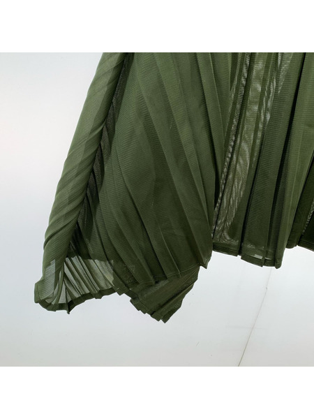 PLEATS PLEASE ノースリーブワンピース プリーツ カーキ (2)