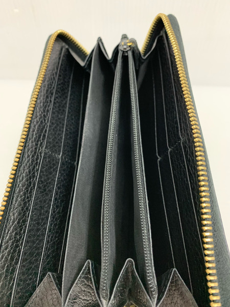 グッチ 長財布 GGマーモント 456117 レザー ブラック ゴールド金具