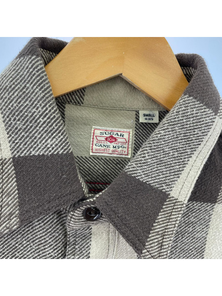 SUGAR CANE 長袖シャツ コットン チェック  茶 (S)
