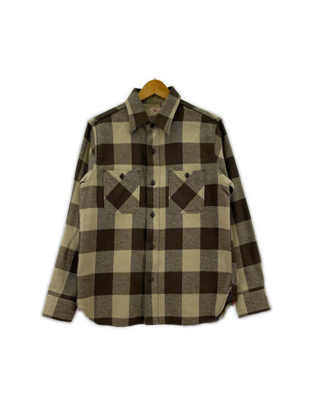 SUGAR CANE 長袖シャツ コットン チェック  茶 (S)