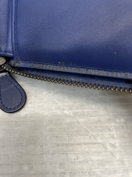 Bottega Veneta イントレチャート ラウンドジップウォレット 紺