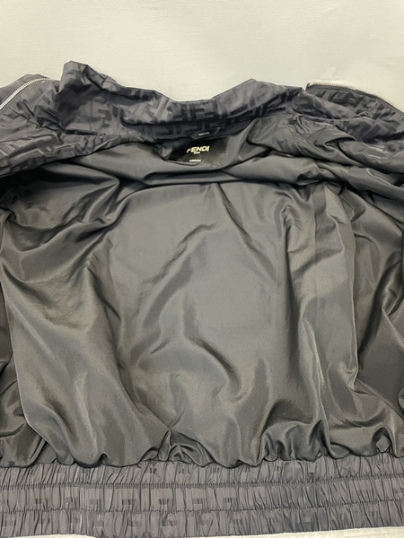 FENDI 25AW FFモノグラム ナイロンボンバージャケット 48 黒