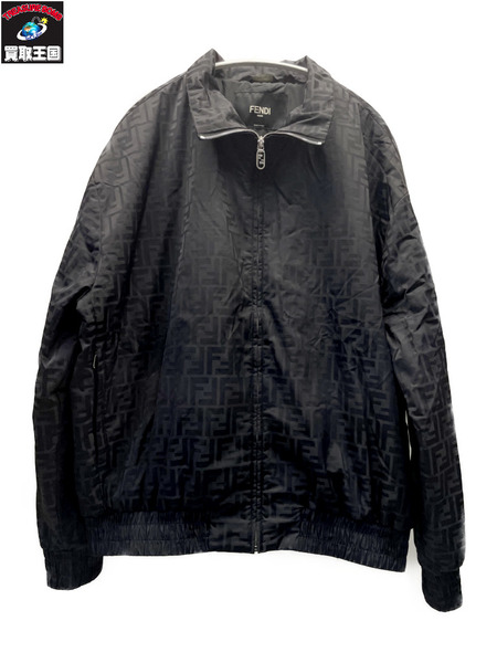 FENDI 25AW FFモノグラム ナイロンボンバージャケット 48 黒