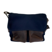 LANVIN ショルダーバッグ 紺 レザー切替