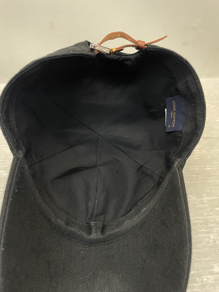 LOUIS VUITTON モノグラム エッセンシャル ロゴジャガードキャップ ブラック 60[値下]