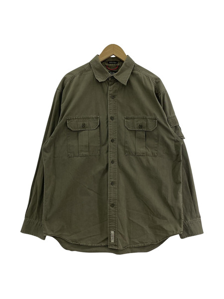 Eddie Bauer 長袖シャツ ミリタリー 緑 M