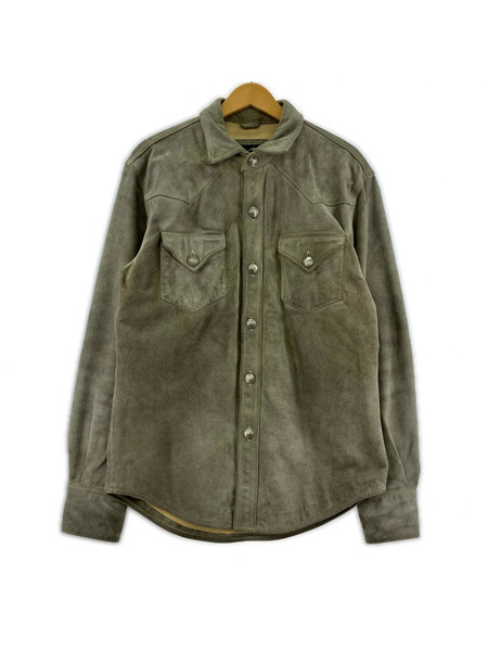 Harley-Davidson 長袖シャツ スエードレザー ウエスタンシャツ グレー XL[値下]