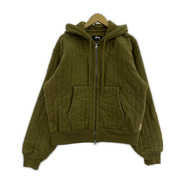 STUSSY パーカー(ジップアップ) VERTICAL QUILTED ZIP HOODIE/カーキ/M