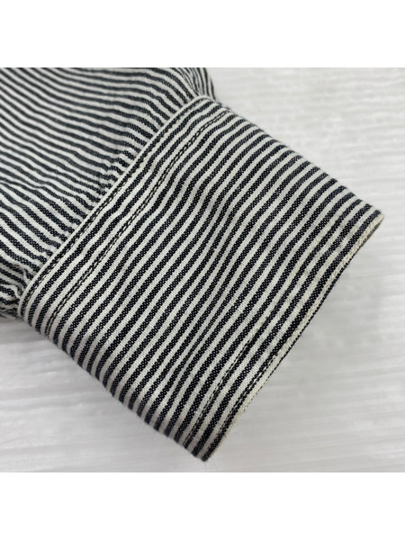 長袖シャツ ATLAST&CO ヒッコリー ワークシャツ 14 1/2 白 黒
