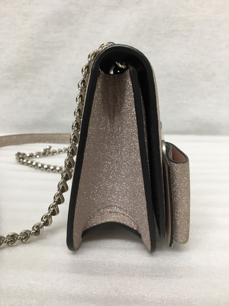  S.Ferragamo ヴァラ グリッター チェーンバッグ ピンク