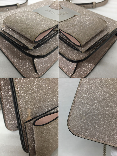  S.Ferragamo ヴァラ グリッター チェーンバッグ ピンク