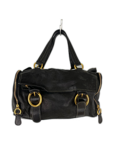 D&G トートバッグ レザーミニボストンバッグ 黒ゴールド