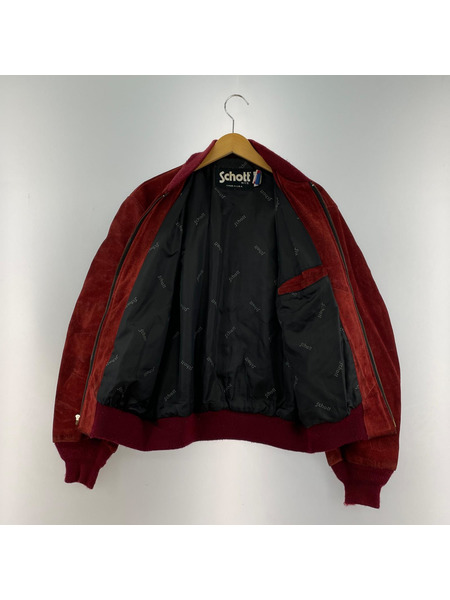 schott レザージャケット スウェードブルゾン(40)赤系