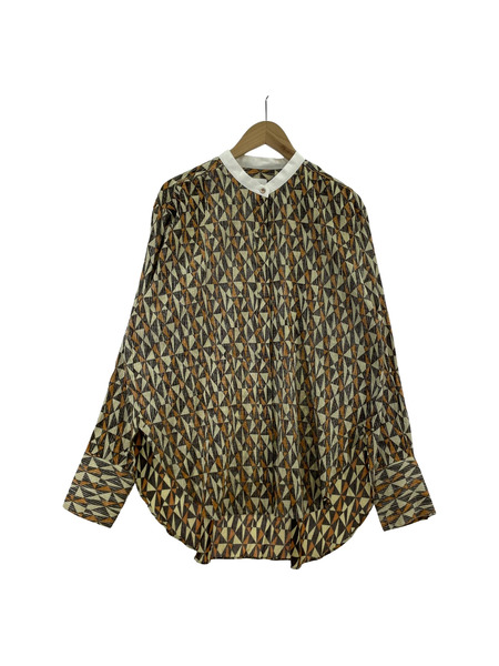 6 ROKU 長袖ワンピース DIAMOND PRINT SHIRT/BRW[値下]
