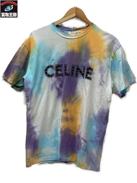 CELINE Studded Log S/S Tee (SizeS) 2X687957M 本体のみ セリーヌ ダイダイ染め スタッズ ロゴ Tシャツ[値下]