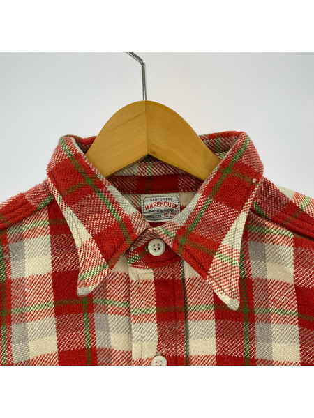 WAREHOUSE FLANNEL SHIRTS 赤 (15-15.5)