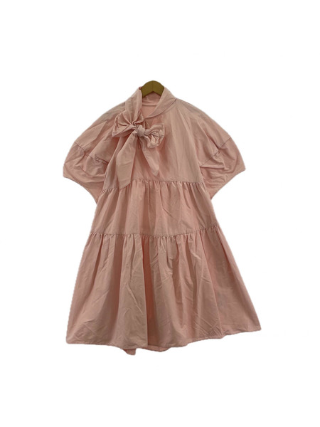 FURFUR 半袖ワンピース ボウタイ ティアードドレス/ピンク｜商品