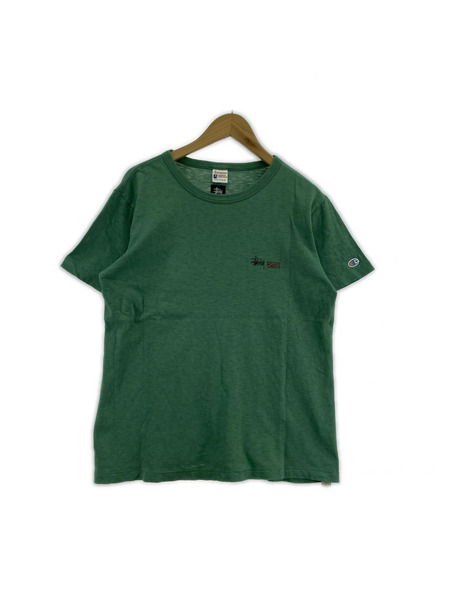 STUSSY 半袖Tシャツ・カットソー CHAMPION/ランタグ/ツイストガール/緑/M