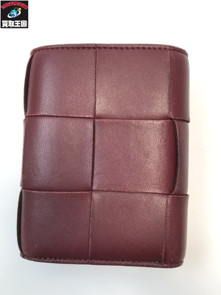  BOTTEGA VENETTA ボッテガベネタ マキシイントレチャート コンパクトウォレット レッド レザー 折りたたみ サイフ 財布