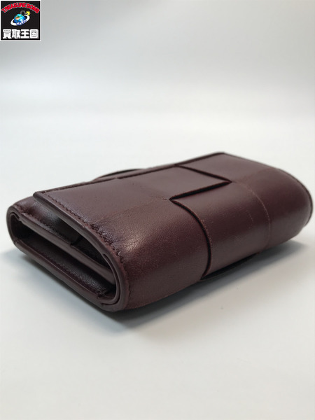  BOTTEGA VENETTA ボッテガベネタ マキシイントレチャート コンパクトウォレット レッド レザー 折りたたみ サイフ 財布