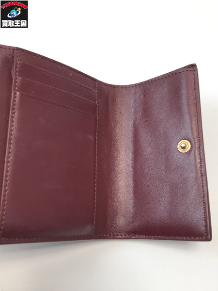  BOTTEGA VENETTA ボッテガベネタ マキシイントレチャート コンパクトウォレット レッド レザー 折りたたみ サイフ 財布