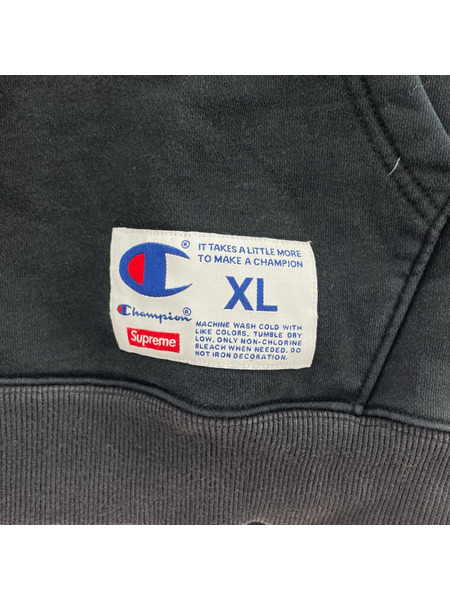 Supreme パーカー ×champion ブラック (XL)