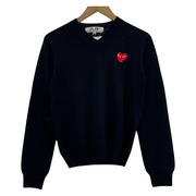 PLAY COMME des GARCONS/Vネックニット/紺/M