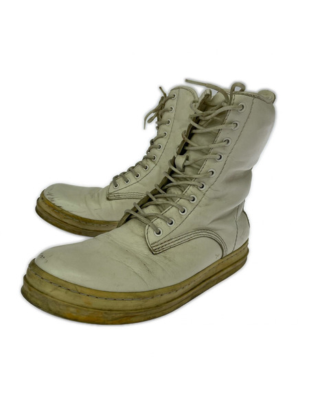 HYSTERIC GLAMOUR ブーツ サイドジップ レザー レースアップ 白(9)