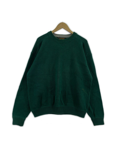 Eddie Bauer ニット・セーター 80s 黒タグ コットンニット グリーン(L)