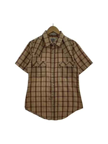 Levi's 半袖シャツ 80s 茶チェック ウエスタンシャツ