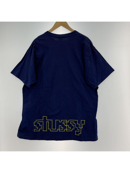 90S STUSSY USA製 プリントTシャツ (XL) 紺