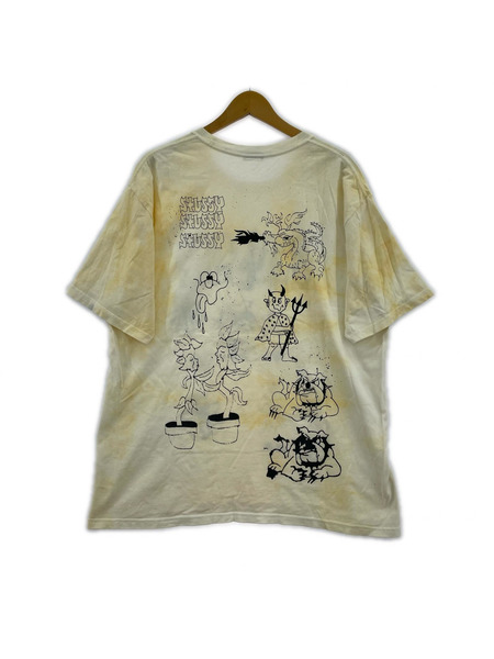 STUSSY 半袖Tシャツ・カットソー ブルドック タイダイ 黄(L)
