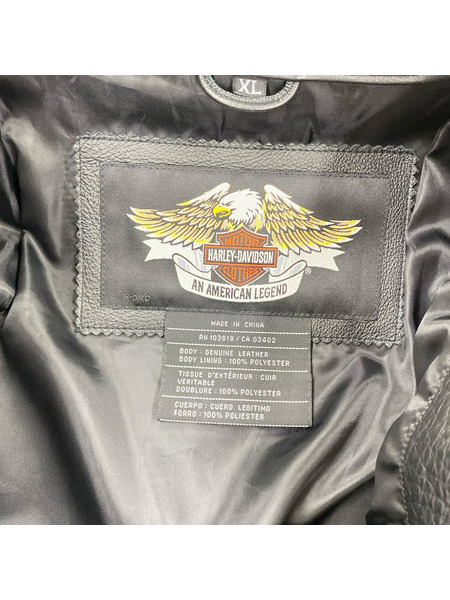 Harley-Davidson ライダース ロゴレザー ライダース 黒 XL