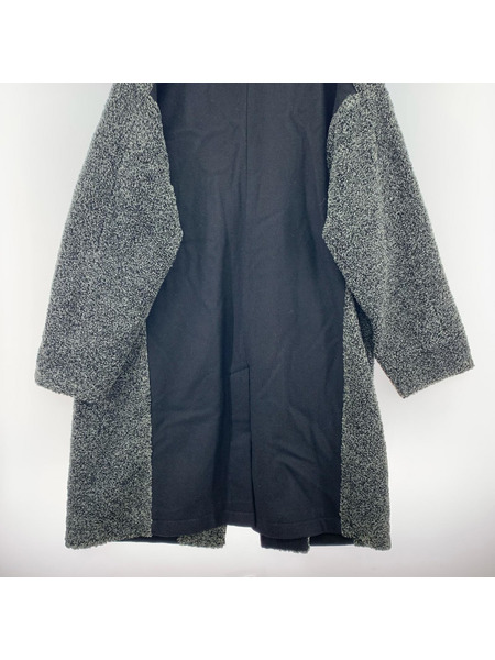 SWAGGER Y2K ボア切替ロングコート ブラック グレー