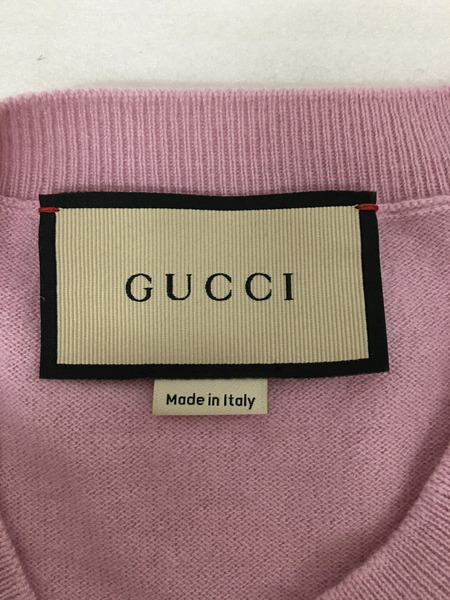 GUCCI ロゴプラークセーター S ピンク