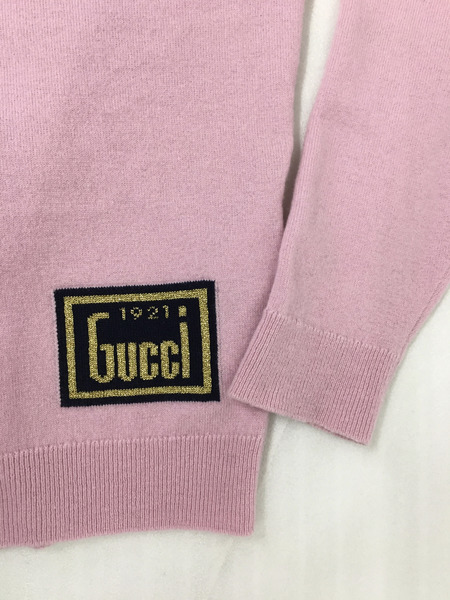GUCCI ロゴプラークセーター S ピンク