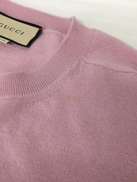 GUCCI ロゴプラークセーター S ピンク