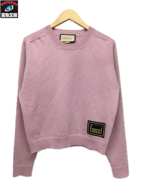 GUCCI ロゴプラークセーター S ピンク