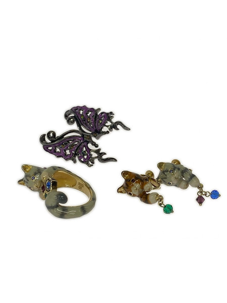 Anna Sui ソノ他 猫モチーフ イヤリングセット