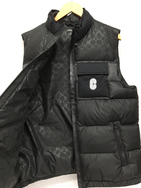 COACH ダウンベスト Mサイズ ブラック/ベージュ 極美品 COACH コーチ ブラック ダウンベスト Cロゴ付き Lサイズ