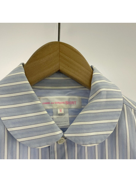 COMME des GARCONS 長袖シャツ 丸襟ストライプ切替シャツ LBL M