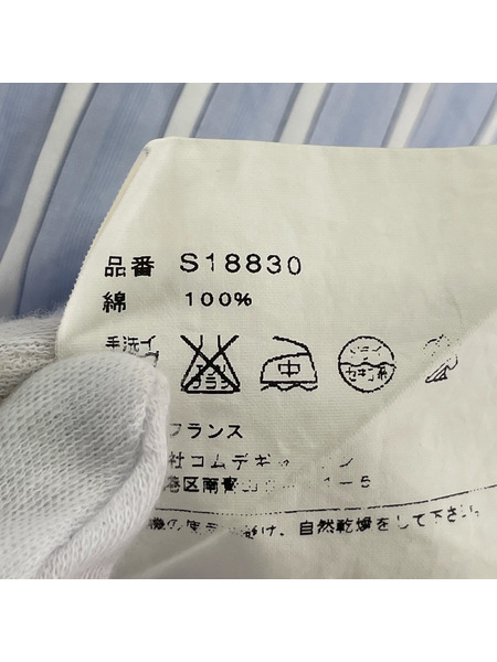 COMME des GARCONS 長袖シャツ 丸襟ストライプ切替シャツ LBL M