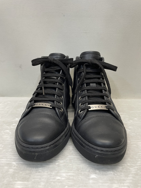 GUCCI ハイカット レザー スニーカー 黒　6  1/2
