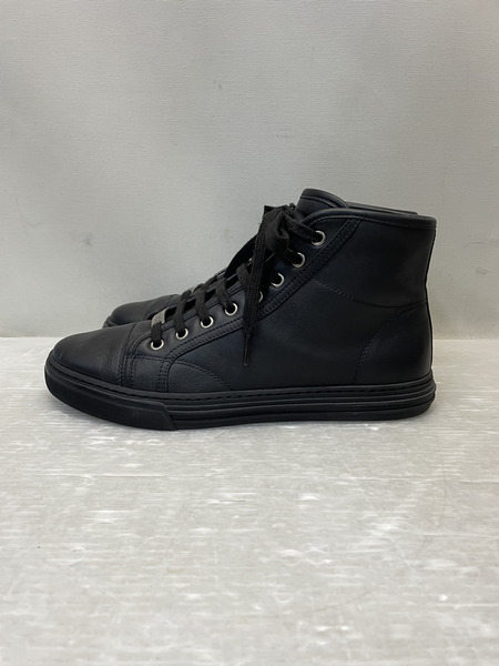 GUCCI ハイカット レザー スニーカー 黒　6  1/2